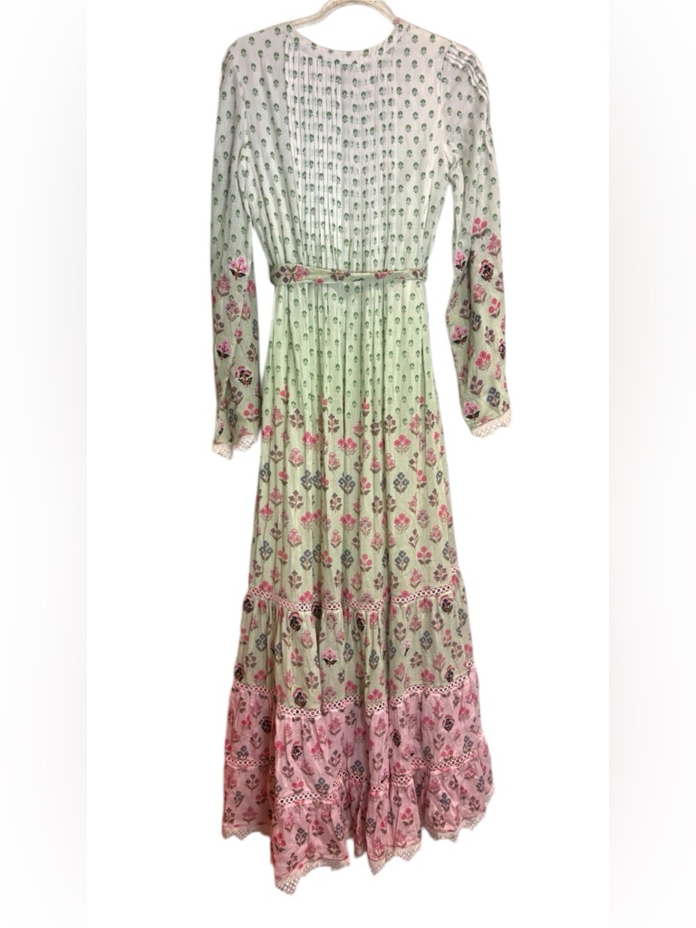 Hemant and Nandita Zehra Long Dress Pale Mint Beaded NWT XS - Picture 8 of 9